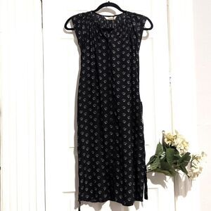 Tucker Flutter Sleeve Classic Midi Dress Inked Batik in Crepe de Chine Silk